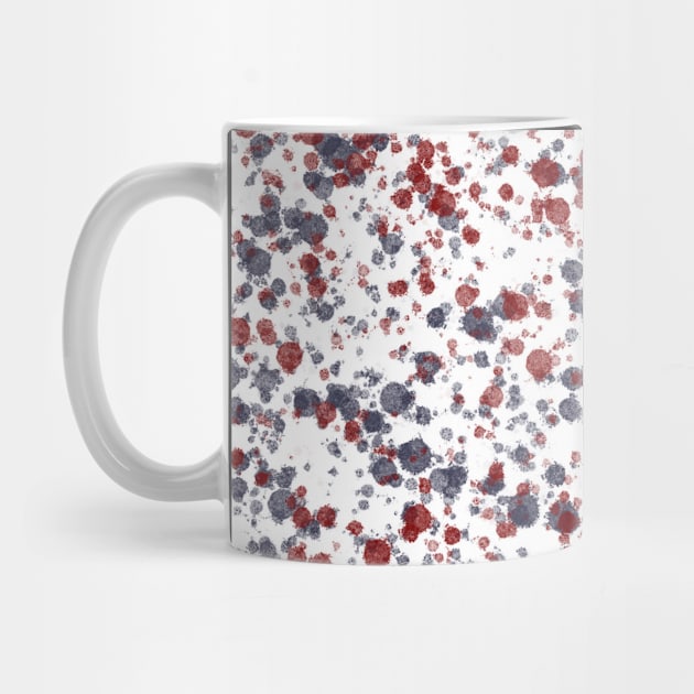 Hand-Drawn Red & Navy Paint Splatter Pattern On White by Blue Moon Barn